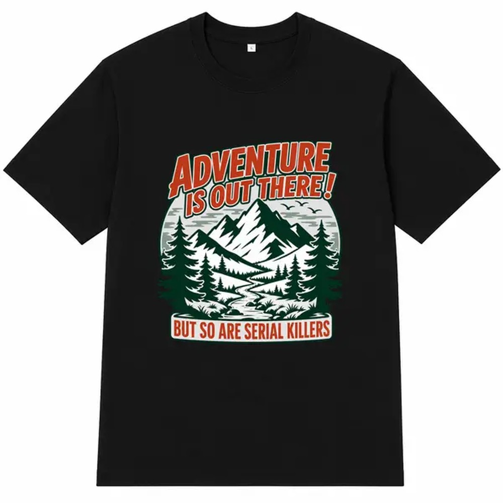 Outdoor Adventure Outfit - Camiseta negra con estampado de letras