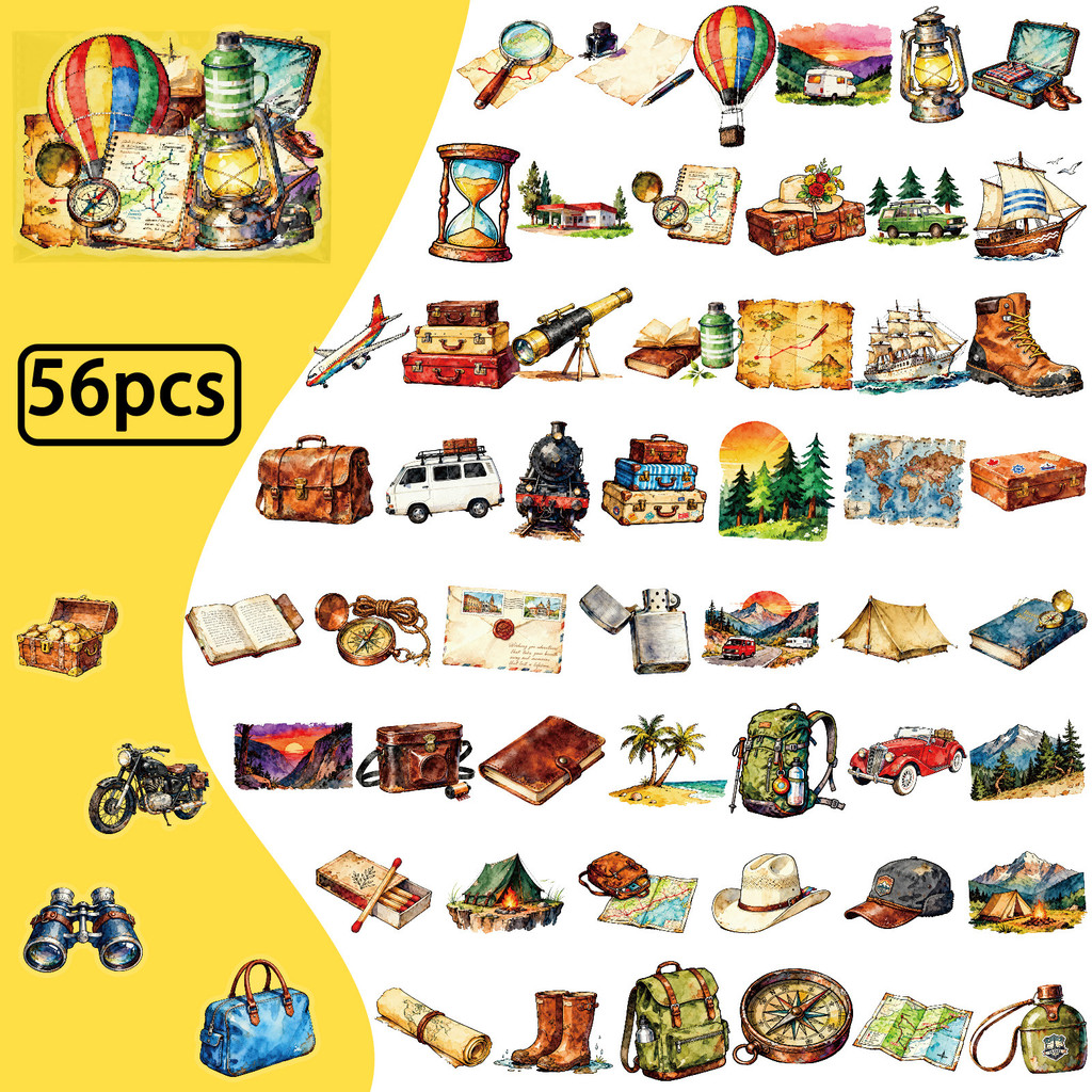 Outdoor Adventure Stores - 56 pegatinas transparentes de PET estilo