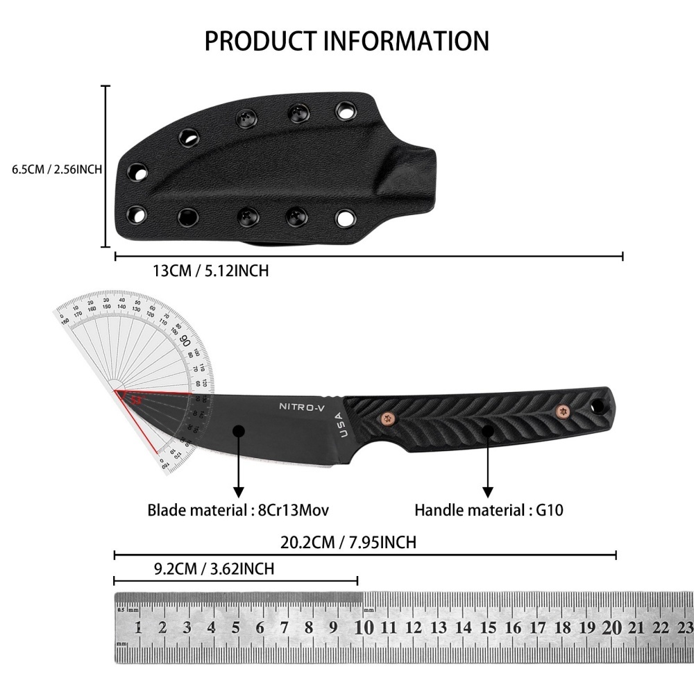 Cuchillo de Hoja Fija NITRO-V  - Survival Knife Full Tang reseña y precio